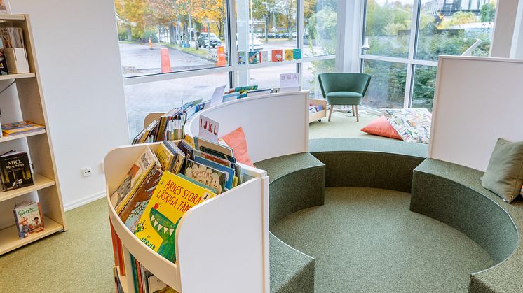 Bilden är från Vejbystrands biblioteks barnavdelning. 