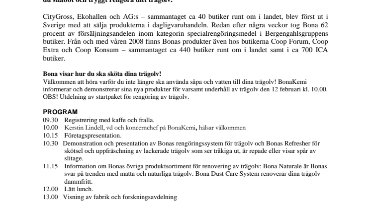 Inbjudan till pressmöte: Bona kör julen ut
