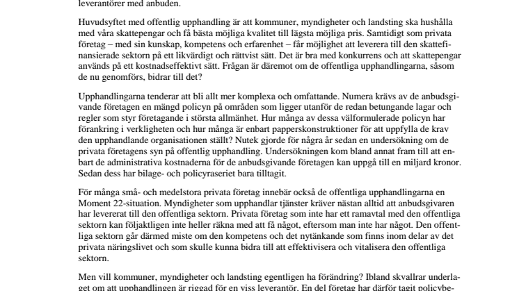Offentlig upphandling – spel för gallerierna