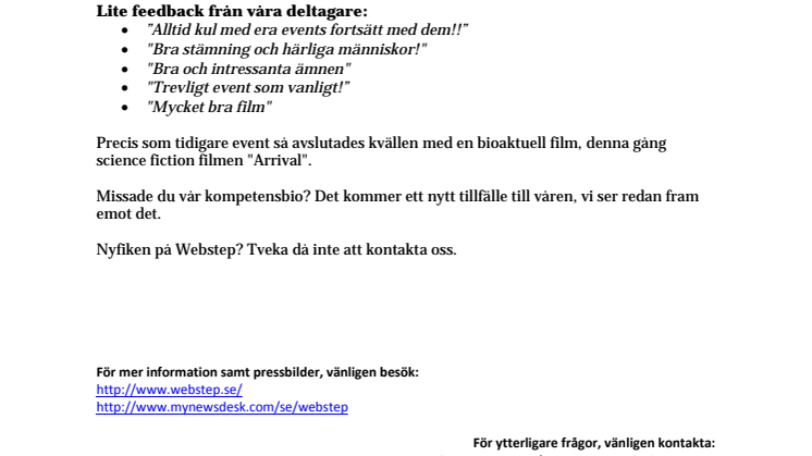 Stort Tack till alla som kom och lyssnade på Kompetensbion den 8 december i Malmö