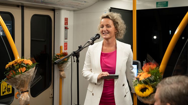 040923_Sporveien markering_konsernsjef Birte Sjule i Sporveien_2
