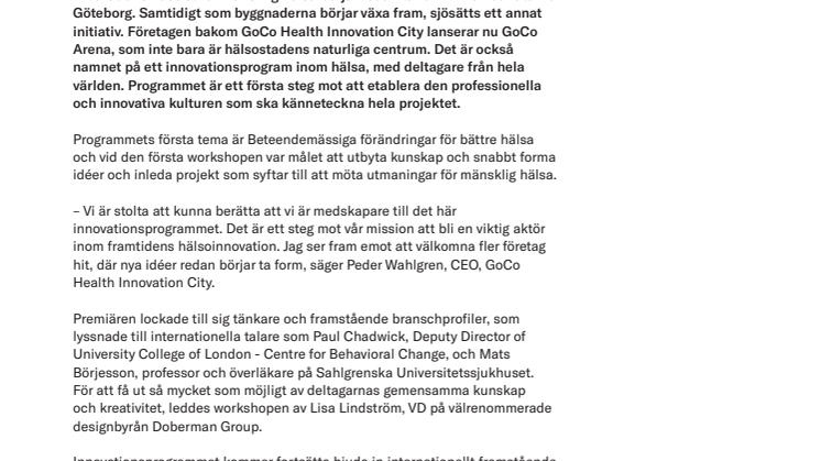 GoCo Health Innovation City rivstartar med program för framtidens hälsa