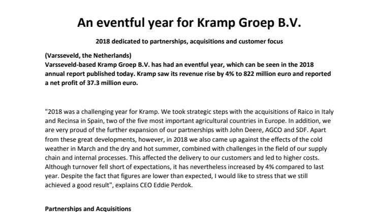 An eventful year for Kramp Groep B.V.