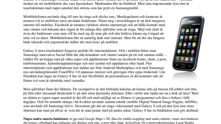 Samsung Galaxy S – en mobil med mycket att peka på