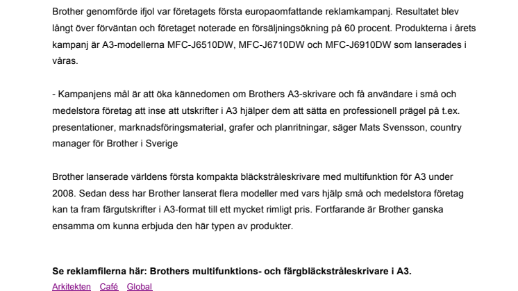 Ny miljonkampanj från Brother ska öka A3-försäljningen