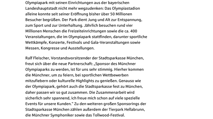 Pressemeldung Sponsoring Olympiapark