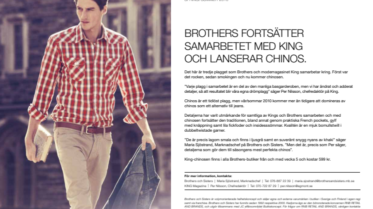 BROTHERS FORTSÄTTER SAMARBETET MED KING OCH LANSERAR CHINOS.