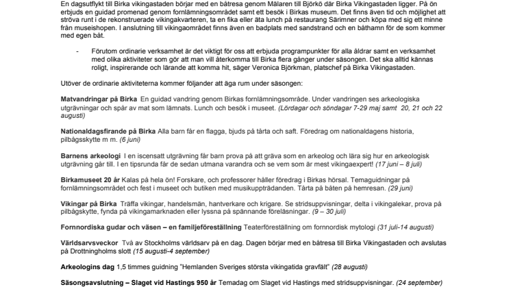 Säsongens nyheter på Birka Vikingastaden
