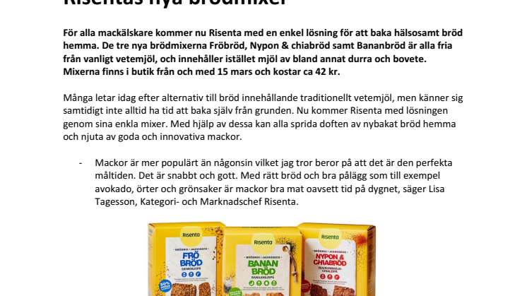 Hälsosamma och goda mackor med Risentas nya brödmixer