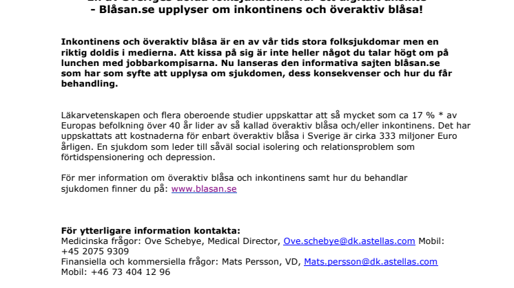 En av Sveriges dolda folksjukdomar får ett digitalt ansikte i form av Blåsan.se 