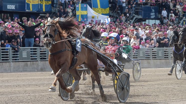 Finske Evartti och Santo Raitala vann Elitkampen på Solvalla 2023. Foto: TR Bild
