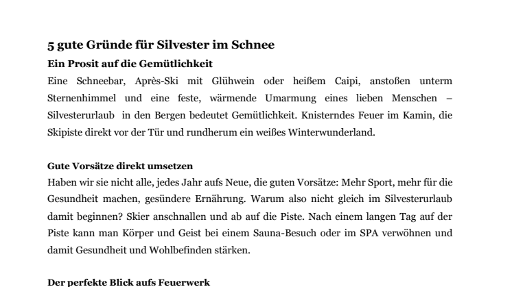 Strand oder Schnee? Wo feiern Sie das neue Jahr?