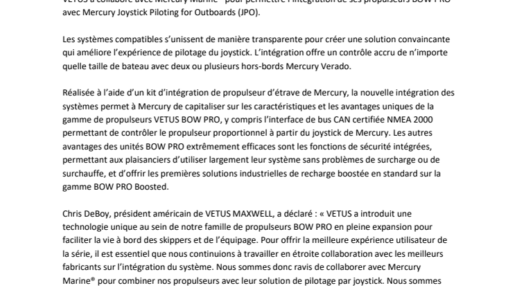 FR_VETUS Annonce L’intégration Des Propulseurs D’étrave Bow Pro Avec Le Système De Pilotage Par Joystick De Mercury Marine.pdf