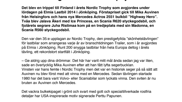 Auvinen segrade i Nordic Trophy 2014
