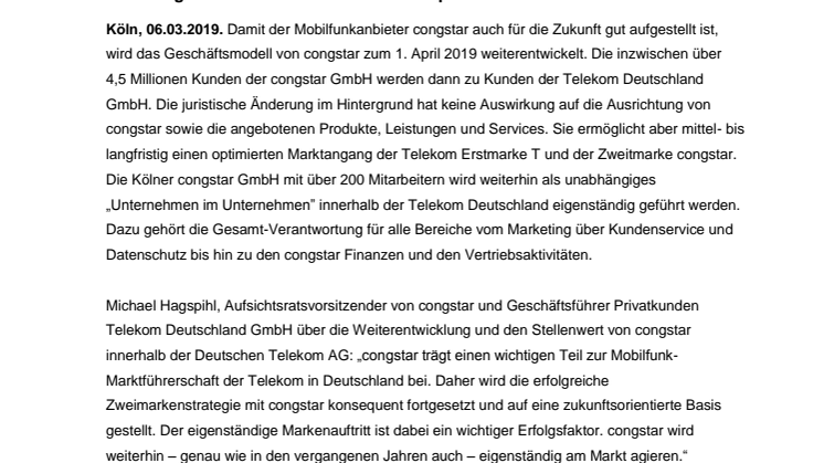 Strategische Weiterentwicklung der congstar GmbH
