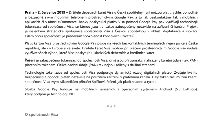 Držitelé karet Visa u České spořitelny můžou platit pomocí Google Pay