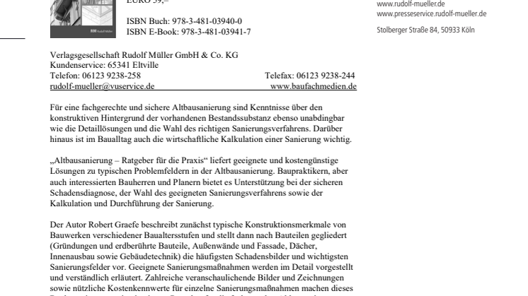 Altbausanierung - Ratgeber für die Praxis 