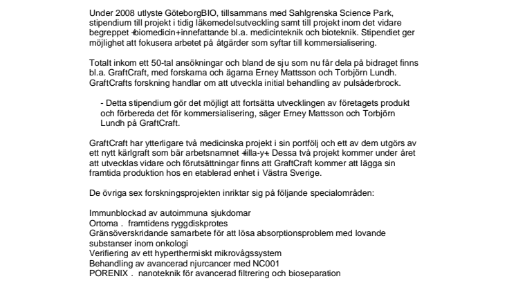 En miljon till medicinska utvecklingsprojekt i Göteborg