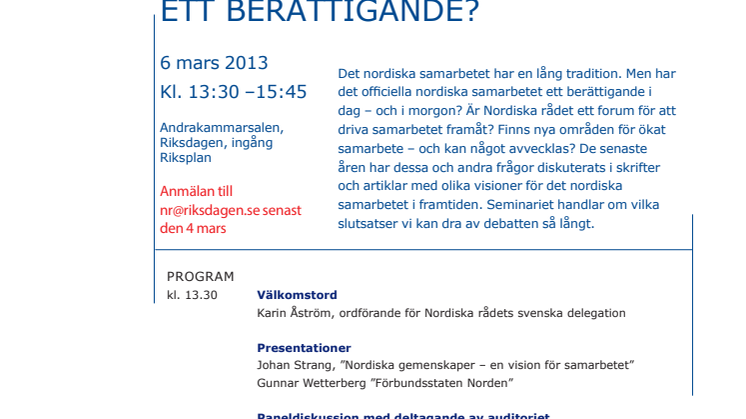 Inbjudan till seminarium 6 mars