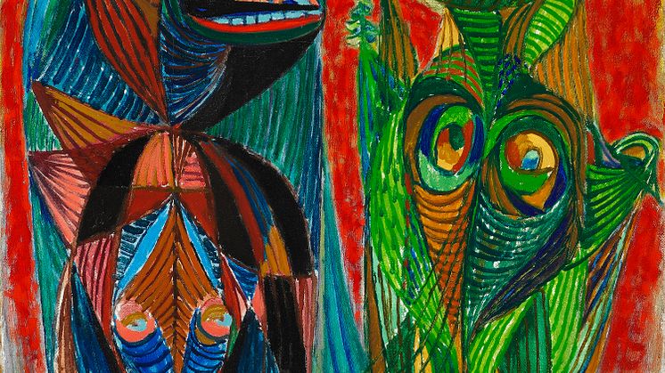 Asger Jorn: Fabeldyr, Djerba 1948. Olie på lærred. 44 x 51 cm. Vurdering: 400.000-500.000 kr.