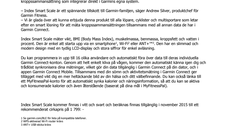 Index™ Smart Scale från Garmin® 