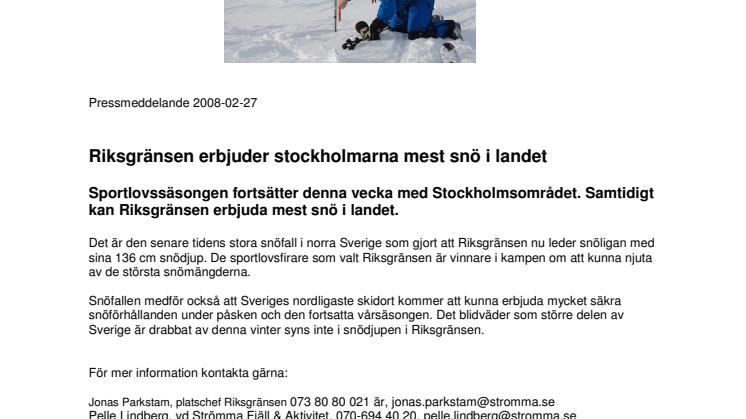 Riksgränsen har mest snö i Sverige