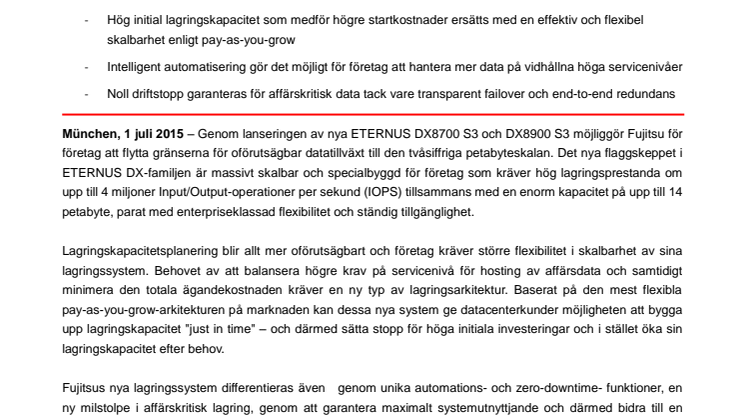 Fujitsu lanserar världens mest skalbara och kraftfulla lagringssystem