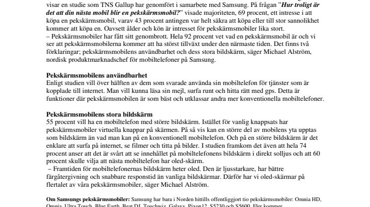 Pekskärmsmobil är svenskarnas nästa köp