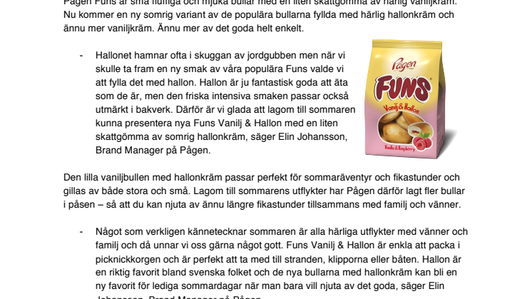 Den lilla vaniljbullen Funs lanseras i ny somrig hallonsmak 