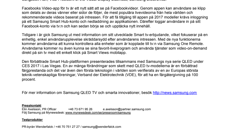 Samsung först ut med ny Facebook Video-app för tv
