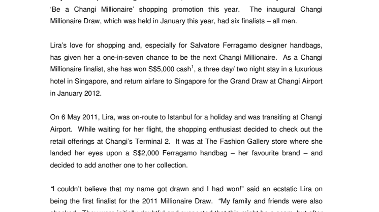 First female Changi Millionaire finalist unveiled