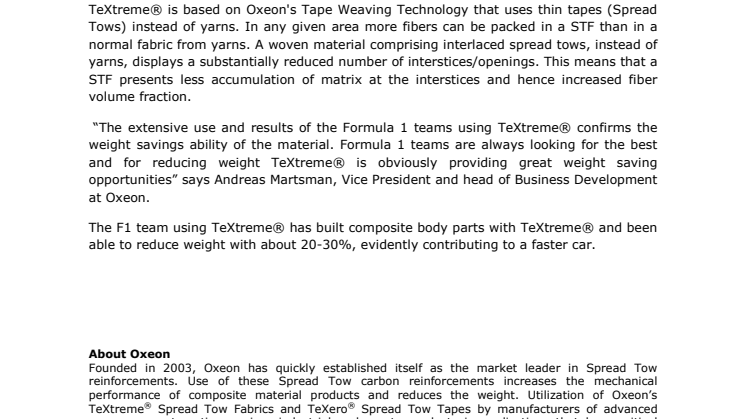 Formula 1 cars using TeXtreme® wins both driver and team championship