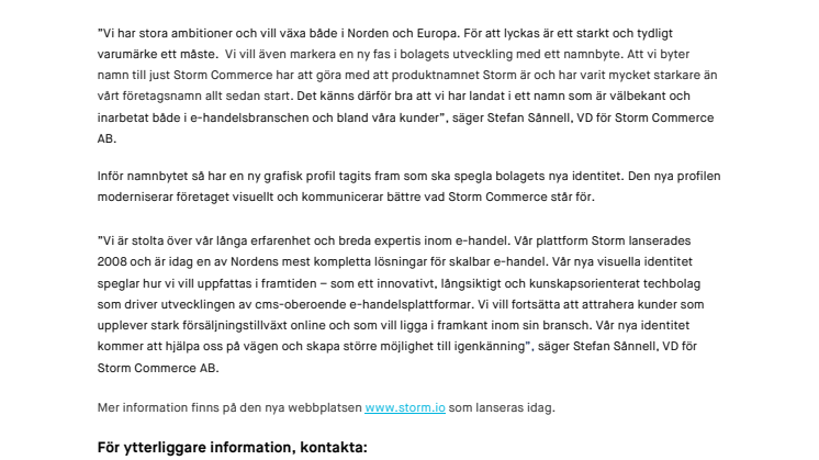 Enferno byter namn till Storm Commerce