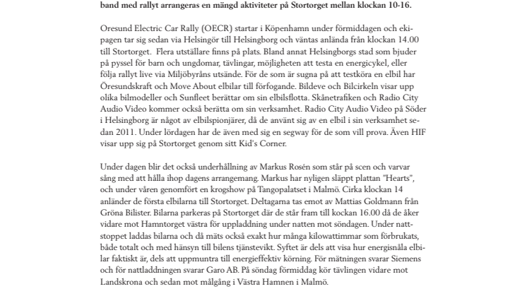 Flera aktiviteter på Stortorget i samband med Elbilsrallyt