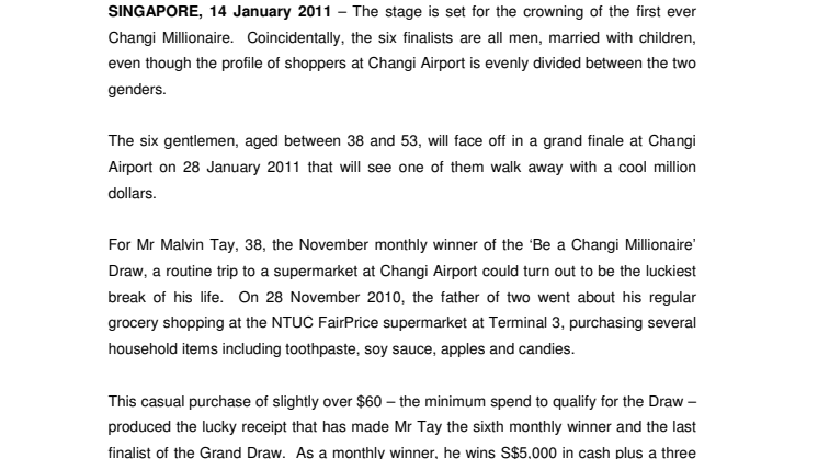 Stage set for Changi Millionaire Grand Draw