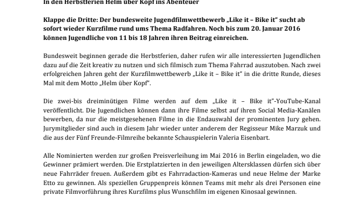 In den Herbstferien Helm über Kopf ins Abenteuer