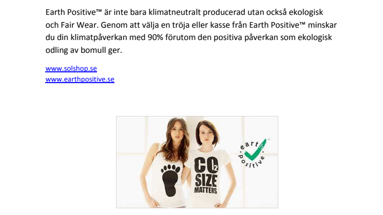 Världen första klimatneutrala T-shirt nu för konsument i Solshop.se