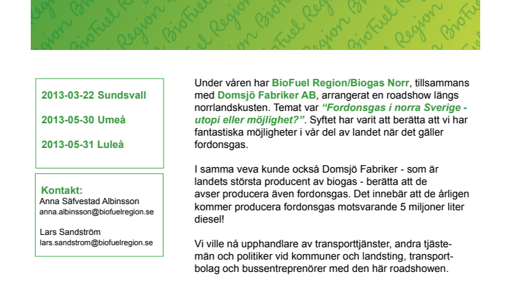 Sommarbrev från Biogas Norr