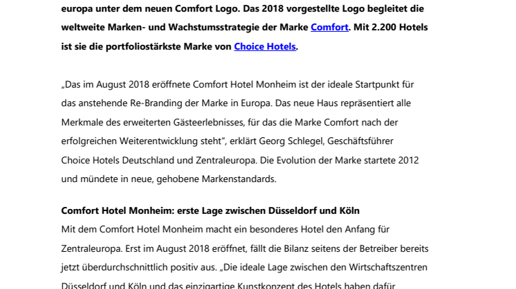 Neues Comfort Logo: Rollout startet in Zentraleuropa am Rhein