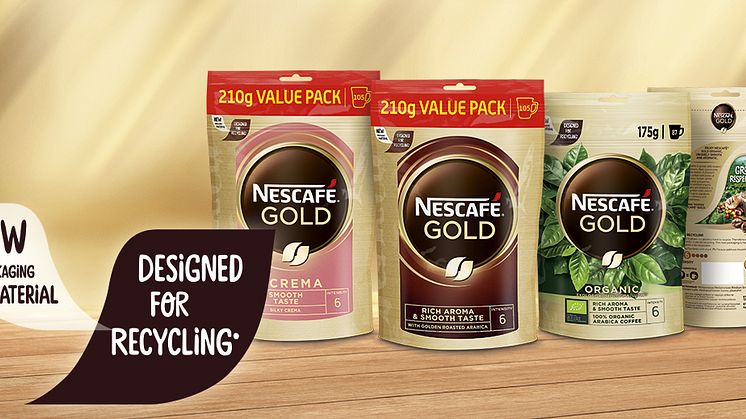 Oppgradering: Den nye refill-forpakningen til Nescafé Gull veier mindre og er enklere å resirkulere. 