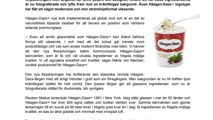 I vår kommer Häagen-Dazs™ i ny lyxig förpackning