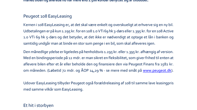 Peugeot hitter med 108 EasyLeasing