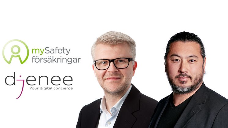 Daniel Elfvendahl, vd på mySafety Försäkringar och Pär Helgosson, vd på Djenee.