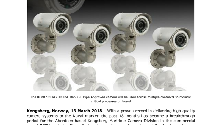 Kongsberg Maritime - Oceanology International 2018: New Contract Wins Reflect Growing Use of Digital IP CCTV Systems on Commercial Vessels