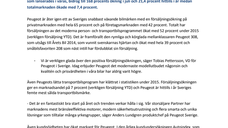 Peugeots försäljningskurvor pekar uppåt