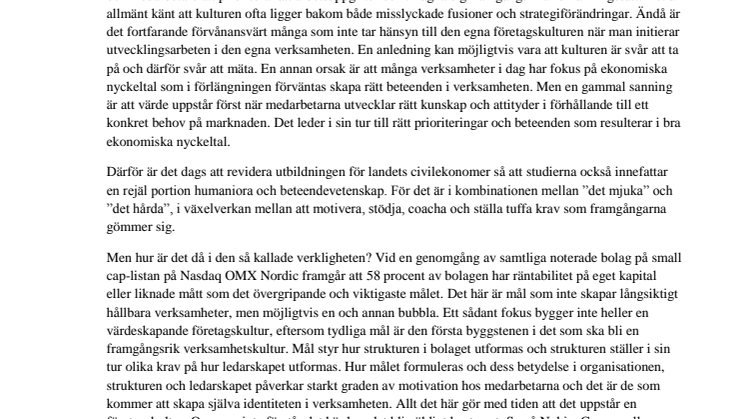 Företagskulturen, värdeförstörare eller värdeskapare