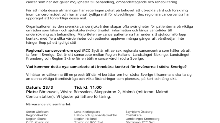 Hur ska framtidens cancervård se ut i södra Sverige?