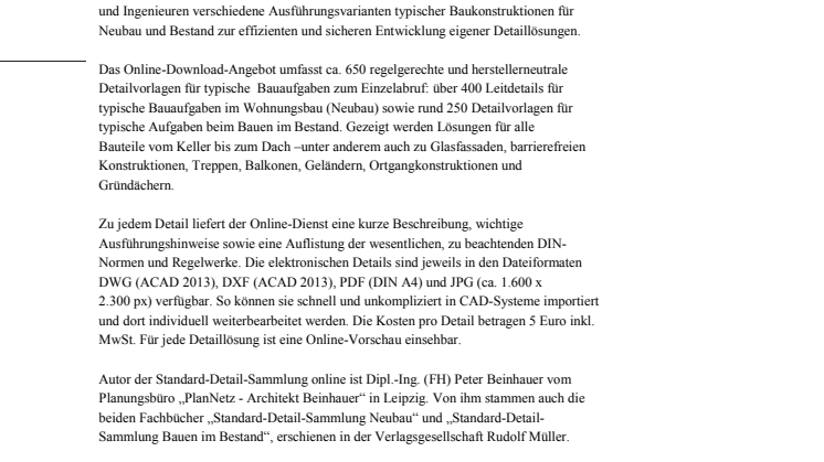 Standard-Detail-Sammlung online