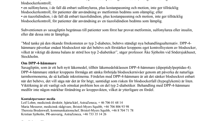 Ny behandling vid typ 2-diabetes nu tillgänglig i Sverige