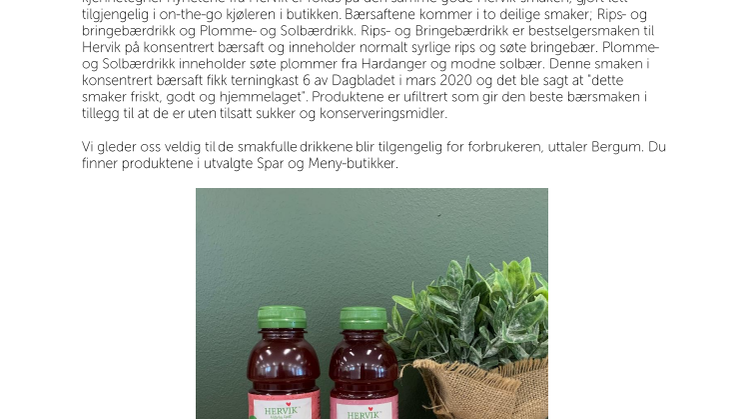 Hervik bærsaft– nå også som "on the go"  